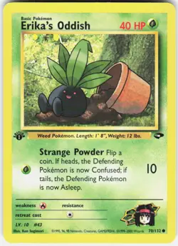Erika's Oddish 70/132 Common Gym Challenge Pokemon 1st Edition LP - Image 1