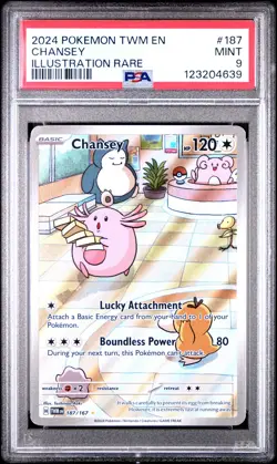 2024 POKEMON TWM EN-TWILIGHT MASQUERADE ILLUSTRATION RARE #187 CHANSEY PSA 9 - Image 1