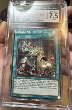 2019 Yugioh MP19-EN224 Heritage of the Chalice Misaligned Stamp CGC 7.5 ERROR! - Image 1
