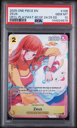 One Piece - Official Playmat BCGF 24/25 Edition - Zeus OP11-106 - PSA 10 - Image 1