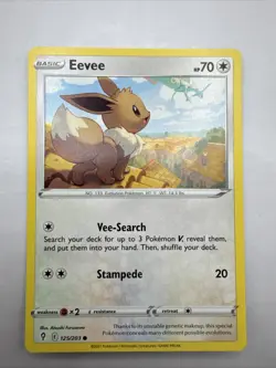 Pokemon Card EEVEE Hidden RAYQUAZA Evolving Skies 125/203 Non Holo nm - Image 1