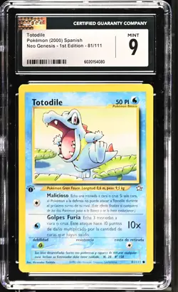 CGC 9 MINT Totodile Neo Genesis 1st Edition 81/111 SPANISH Pokemon Card - Image 1