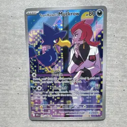 Pokemon TCG Team Rocket's Murkrow Illustration Rare Holo Sv10 200/182 HP 80 - Image 1