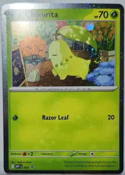 Fart Swirl 🌀 Chikorita 069 Cosmos Holo Bleed Error Rare Pokemon TCG ✨ - Image 1