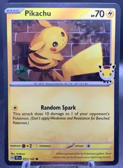 Pikachu 051/162 Temporal Forces - 2026 Pokemon Day Promo - Cosmos Holo SWIRL NM - Image 1