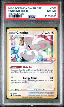 2020 Pokemon Cinccino (Prerelease) - Promo - SWSH009 - PSA 8 NM-M - Image 2