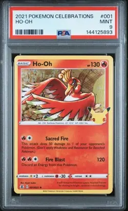 Ho-Oh 001/025 Holographic MINT PSA 9. Pokemon Celebrations - Image 1