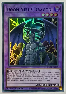 Doom Virus Dragon DLCS-EN055 (NM) BLUE Ultra Rare 1st Edition Yu-Gi-Oh! Card TCG - Image 1