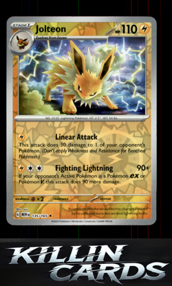Reverse Holofoil Jolteon 135/165 Pokemon Rare SV: Scarlet & Violet 151 Card NM - Image 1