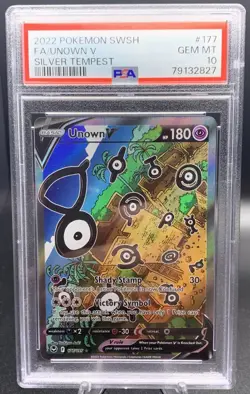 Unown V 177/195 PSA 10 Gem Mint Alt Art - 2022 Pokemon TCG Silver Tempest - Image 1