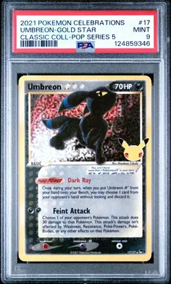 Pokemon TCG Umbreon Gold Star 17/17 Celebrations Classic Collection PSA 9 - Image 1