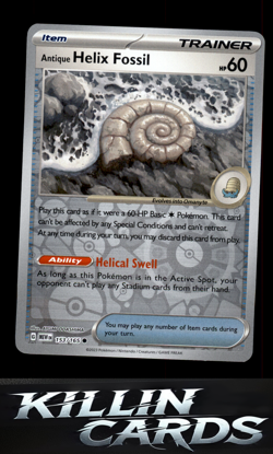 Reverse Holofoil Antique Helix Fossil 153/165 Pokemon Common SV: Scarlet & Viole - Image 1
