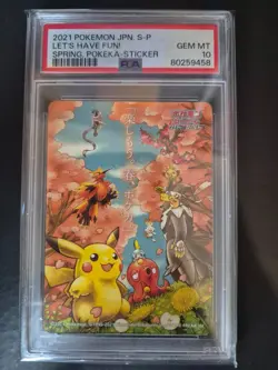 Pokemon Pikachu 'Lets Have Fun!' Pokeka Sticker Spring Japanese / PROMO PSA 10 - Image 1