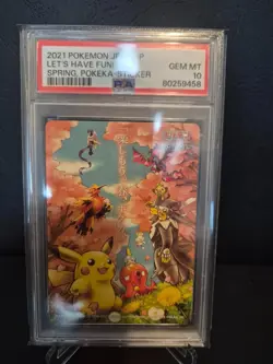 Pokemon Pikachu 'Lets Have Fun!' Pokeka Sticker Spring Japanese / PROMO PSA 10 - Image 3