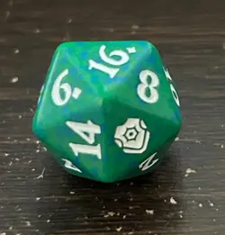Green 20-sided TRUE RANDOM Die / Dice (19 mm) MTG Battle For Baldur’s Gate - Image 1