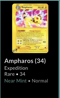 Ampharos 34/165 Expedition Reverse Holo Rare English 2002 100 HP Stage 2 - Image 3