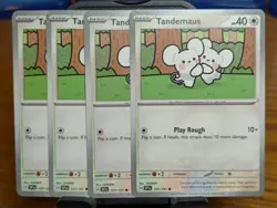 Pokemon TCG Surging Sparks Tandemaus 157/191 x4 Playset - Image 1