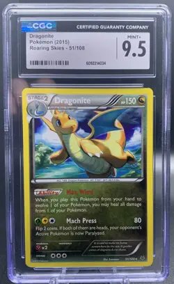 Dragonite 51/108 Rare CGC 9.5 - Pokemon 2015 XY Roaring Skies Mint+ - Image 1