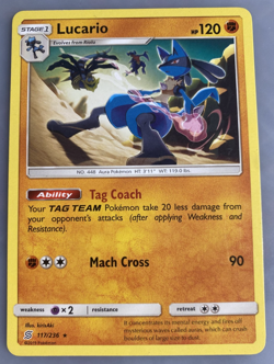 Lucario Rare Pokemon Trading Card Game Sun & Moon Unified Minds 117/236 LP 2019 - Image 1