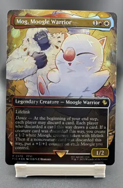Mog, Moogle Warrior (Borderless) (Chocobo Track Foil) Commander: Final - Image 1