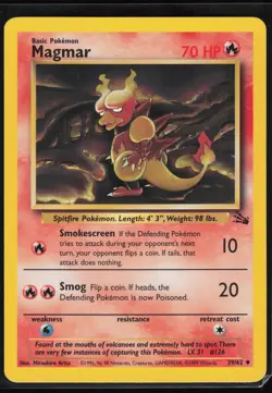Magmar 39/62 Fossil Lightly Played Uncommon Pokemon Unlimited - Image 2
