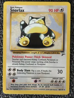 Pokemon TCG Snorlax #30/130 Non Holo Rare Base Set 2 WOTC VTG 2000 - LP - Image 1