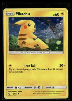 Pikachu 28/73 Shining Legends Common Pokemon Holo - Image 1