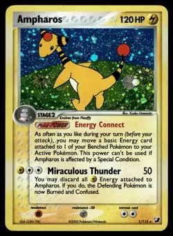 Ampharos 1/115 Unseen Forces Rare Holo Pokemon - Image 1
