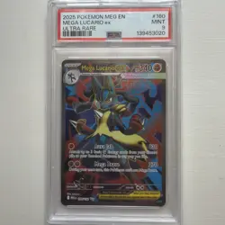 2025 Pokemon Mega Lucario EX Ultra Rare Mega Evolution 160/132 PSA 9 - Image 1