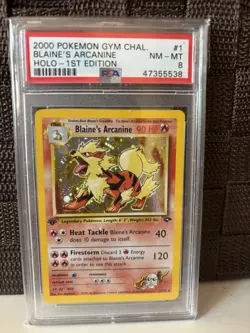 2000 Pokemon TCG Gym Challenge Blaine's Arcanine 1/132 Holo 1st Ed PSA 8 - Image 2