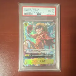 One Piece CCG Monkey.D.Luffy Foil OP07-109 Super Rare PSA 10 - Image 1