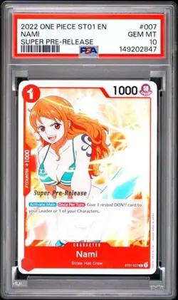 2022 ONE PIECE SUPER PRE RELEASE ST01-007 NAMI PSA 10 GEM MINT - Image 1