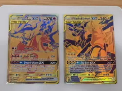 Pokemon Reshiram & Charizard / Pikachu & Zekrom GX Tag Team Gold Promo Card Set - Image 2
