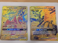 Pokemon Reshiram & Charizard / Pikachu & Zekrom GX Tag Team Gold Promo Card Set - Image 3