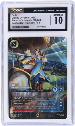 2025 Disney Lorcana Archazia's Island Belle Enchanted Rainbow Foil #217 CGC 10 - Image 1