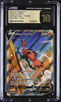 Pokemon CGC Pristine 10 Chilling Reign Galarian Zapdos 174/198 - Image 1