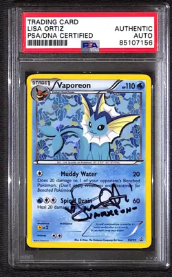 PSA Signed Lisa Ortiz Pokemon TCG Vaporeon Black & White BW89 Holo Promo - Image 1