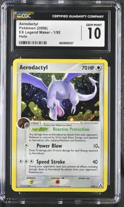 CGC 10 GEM MINT Aerodactyl 2006 EX Legend Maker 1/92 Holo Pokemon Card - Image 1
