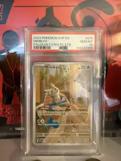 PSA 10 Mimikyu Paldean Fates Pokemon Center Stamp Exclusive ETB SVP 075 GEM MINT - Image 1