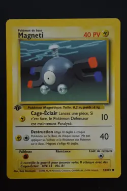 Pokemon TCG MAGNEMITE 1ST EDITION FRENCH MAGNETI Base Set 53/102 NM - Image 1