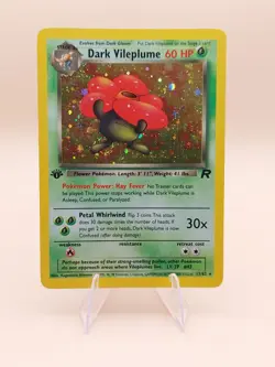 Dark Vileplume Holo Rare Team Rocket 1st Edition 13/82 Pokemon Card - 1999 SWIRL - Image 1