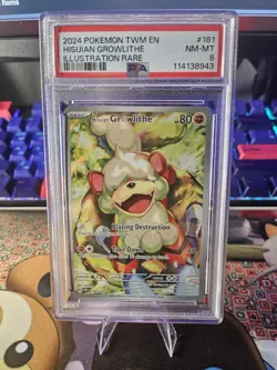 Hisuian Growlithe 181/167 Illustration Rare Pokemon Twilight Masquerade PSA 8 - Image 1