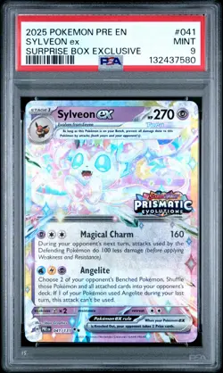 2025 POKEMON PRE EN-PRISMATIC EVOLUTIONS SURPRISE BOX EXCLUSIVE SYLVEON EX PSA 9 - Image 1