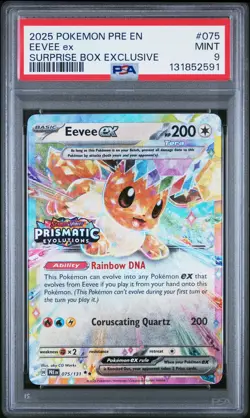 2025 POKEMON PRE EN-PRISMATIC EVOLUTIONS SURPRISE BOX EXCLUSIVE EEVEE EX PSA 9 - Image 1