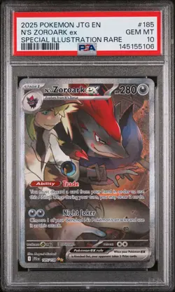 2025 POKEMON JTG EN-JOURNEY TOGETHER #185 N'S ZOROARK EX PSA 10 - Image 1