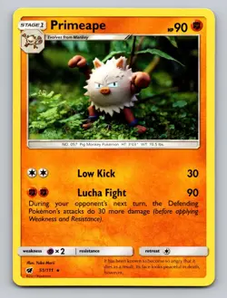 Primeape 51/111 Rare Crimson Invasion Pokemon NM Yuka Morii Clay Art - Image 1