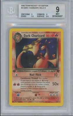Pokemon 2000 Team Rocket #4 1st Edition Dark Charizard Holo BGS 9 Mint - Image 1