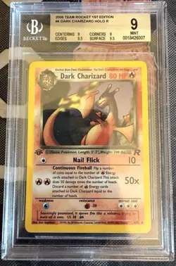 Pokemon 2000 Team Rocket #4 1st Edition Dark Charizard Holo BGS 9 Mint - Image 3