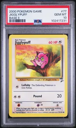 2000 Pokemon Base 2 # 77 Jigglypuff PSA 10 Card GEM MINT! Trusted Seller! - Image 1