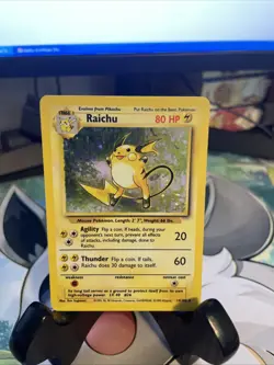 Pokemon TCG Raichu Base Set Holo Rare Card 14/102 Hp 80 - Image 1